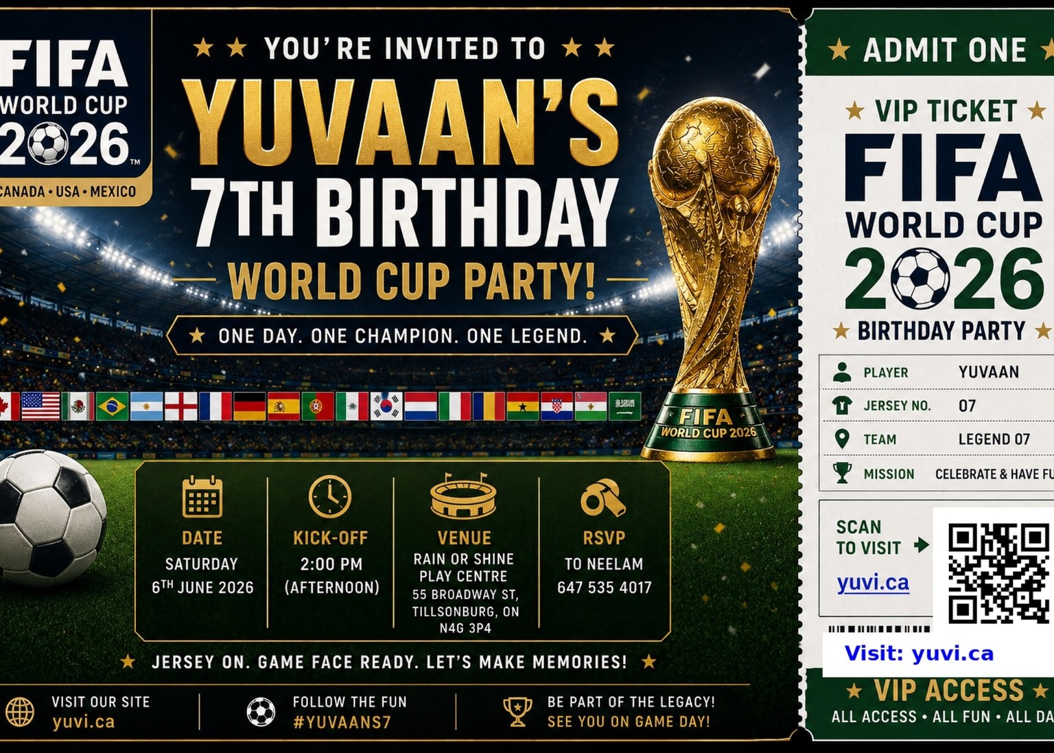 Yuvaan's 7th birthday World Cup party invitation